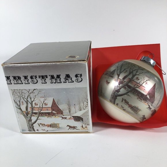 Currier and Ives Winter In The Country Christmas Ornament Bulb 3.1/4” Corning - Picture 2 of 9